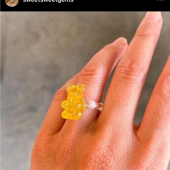 Handmade Glass Ring Juicy Gummy Bear in Pineapple color Size 3 dainty sm haribo - Picture 2 of 4